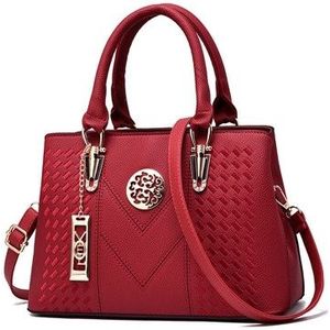 Borduurwerk messenger bags vrouwen lederen handtassen tassen voor vrouwen hand Bag (rood)