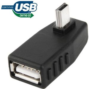 Mini USB mannetje naar USB 2.0 A vrouwtje Adapter met 90 graden hoek  ondersteunt OTG functie