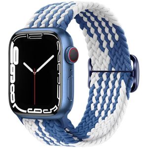 Gesp nylon gevlochten horlogeband voor Apple Watch-serie 8 & 7 41 mm / SE 2 & 6 & SE & 5 & 4 40 mm / 3 & 2 & 1 38 mm (blauw wit)