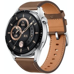 Huawei horloge GT 3 Smart horloge 46mm lederen polsband  1.43 inch Amoled scherm  ondersteuning Hartslag Monitoring / GPS / 14-Days Battery Life / NFC