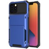 For iPhone 12 / 12 Pro Scratch-Resistant Shockproof Heavy Duty Rugged Armor Protective Case with Card Solt(Blue)