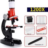 HD 1200 Times Microscope Toys Primary School Biological Science Experiment Equipment Children Educational Toys(Red)