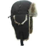 Dark Blue Brown Fur Winter Outdoor Padded Adjustable Head Circumference Ski Hat Warm Ear Protected Cap Flight Hats