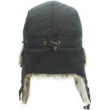 Dark Blue Brown Fur Winter Outdoor Padded Adjustable Head Circumference Ski Hat Warm Ear Protected Cap Flight Hats