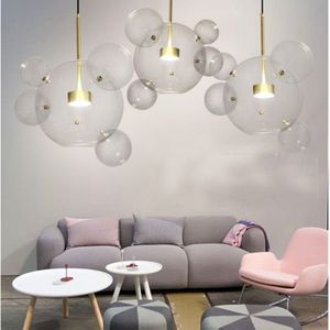 30W Creative Glass Ball Molecule Modern Lamp Personality Living Room Chandelier Soap Bubble Lamp  14 Balls 3 Lamps  Long Plate  Size: 120 x 84cm