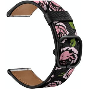 22mm For Samsung Galaxy Watch 46mm / Huawei Watch 3 / 3 Pro Universal Printed Leather Replacement Strap Watchband(Rose)