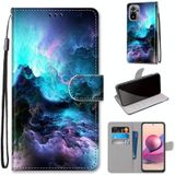 For Xiaomi Redmi Note 10 4G / Note 10s Coloured Drawing Cross Texture Horizontal Flip PU Leather Case with Holder & Card Slots & Wallet & Lanyard(Colorful Clouds)