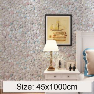 Cobblestone Creative 3D Stone Brick Decoration Wallpaper Stickers Bedroom Living Room Wall Waterproof Wallpaper Roll  Size: 45 x 1000cm