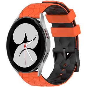 Voor Samsung Galaxy Watch 4 40 mm 20 mm voetbalpatroon tweekleurige siliconen horlogeband (oranje + zwart)