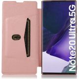 For Samsung Galaxy Note20 Ultra Bronzing Plating PU + TPU Horizontal Flip Leather Case with Holder & Card Slot(Pink White)
