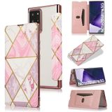 For Samsung Galaxy Note20 Ultra Bronzing Plating PU + TPU Horizontal Flip Leather Case with Holder & Card Slot(Pink White)