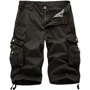 Summer Multi-pocket Solid Color Loose Casual Cargo Shorts for Men (Color:Dark Grey Size:31)