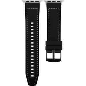 Voor Apple Watch 3 38 mm hybride lederen siliconen horlogeband