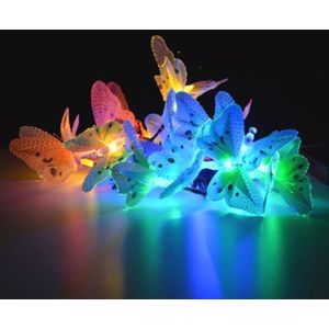 Solar Powered Butterfly Fiber Optic Fairy String Waterproof Christmas Outdoor Garden Holiday Lights  Size:4m 12LEDs