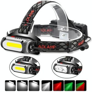TG-TD113 T6+COB Head-Mounted USB Charging Rotating Multi-Function Headlight White Red And Green Three Light Sources Headlight (With 2 X 18650 Batteries)
