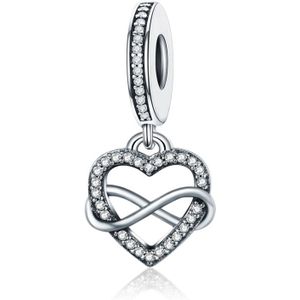 S925 Sterling Silver Heart Shaped Diamond Pendant DIY Bracelet Necklace Accessories