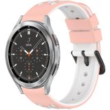 Voor Samsung Galaxy Watch4 Classic 46 mm 20 mm tweekleurige poreuze siliconen horlogeband (roze + wit)