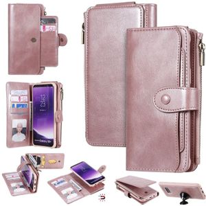 For Galaxy S8+ Multifunctional Retro Detachable Magnetic Horizontal Flip Leather Case with Card Slots & Holder & Wallet & Photo Frame(Rose Gold)