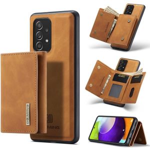 For Samsung Galaxy A52 5G / 4G DG.MING M1 Series 3-Fold Multi Card Wallet + Magnetic Back Cover Shockproof Case with Holder Function(Brown)