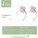 S925 Sterling Zilver Roze Bloemen Oor Studs Dames Oorbellen