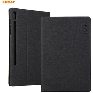 For Samsung Galaxy Tab S7 11.0 T870 / T875 ENKAY Coarse Cloth Pattern PU Leather + TPU Smart Case with Holder & Sleep / Wake-up Function(Black)