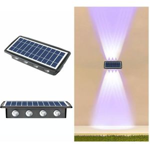 8LED Solar Wandlamp Outdoor Waterdicht Op en neer Tweekoppige Spotlights (Kleur Licht)