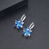 Cute Romantic Lovely Clear Stone Flower Shape Convenient Simple Stud Copper Cubic Zirconia Earrings(Blue)