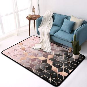 Geometric Pattern Bedroom Door Rug Decorative Mat  Size:60x90cm(Black Gold)