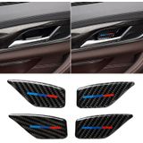 4 PCS Car Tricolor Carbon Fiber Door Inner Handle Wrist Panel Decorative Sticker for BMW 5 Series G38 528Li / 530Li / 540Li 2018