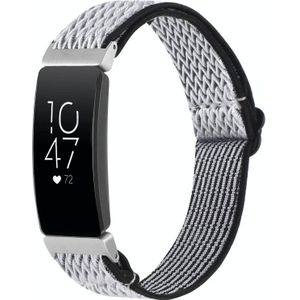 Voor Fitbit Inspire Buckle Wave gevlochten nylon horlogeband (wit zwart)