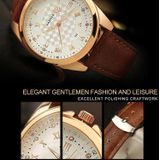 Yazole 342 Lederen band Diamond Scale Quartz Watch (wit+bruin)