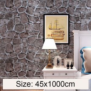 Fort Brick Creative 3D Stone Brick Decoration Wallpaper Stickers Bedroom Living Room Wall Waterproof Wallpaper Roll  Size: 45 x 1000cm