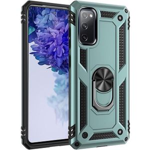 For Samsung Galaxy S20 FE 5G Shockproof TPU + PC Protective Case with 360 Degree Rotating Holder(Green)
