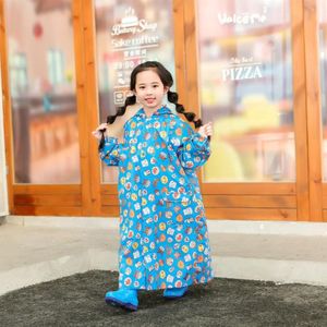 Children Raincoat With Schoolbag Seat And Poncho Rain Gear  Size:S(Blue)