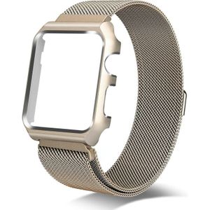 For Apple Watch Series 3 & 2 & 1 42mm Milanese Loop Simple Fashion Metal Watch Strap (Gold)