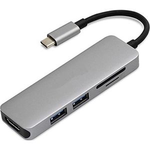 Type-C Type C Hub USB C USB3.1 Hub with HDMI 5 in 1  Combo Hub with 2 USB3.0 Ports SD TF Card Reader USB adapater(Gray)