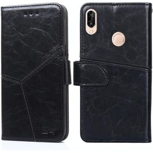 For Huawei P20 lite / nova 3e Geometric Stitching Horizontal Flip TPU + PU Leather Case with Holder & Card Slots & Wallet(Black)