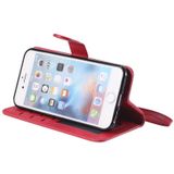 For iPhone 6 / 7 / 8 Solid Color Horizontal Flip Protective Case with Holder & Card Slots & Wallet & Photo Frame & Lanyard(Red)