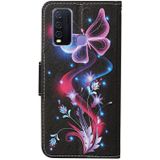 For Vivo Y50 / Y30 Colored Drawing Pattern Horizontal Flip Leather Case with Holder & Card Slots & Wallet(Fluorescent Butterfly)