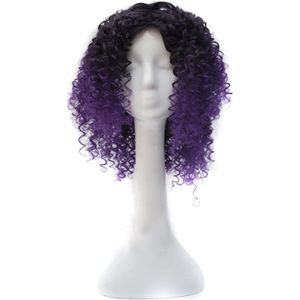 T191006 European and American Wig Headgear with Short and Small Curly Hair for Women (Purple)