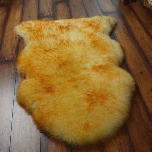 Pure Real Wool Sofa Cushion Fur Full Whole Sheepskin Carpet Window Decoration Mat  Size: 65x110cm(Beige Gold Tip)