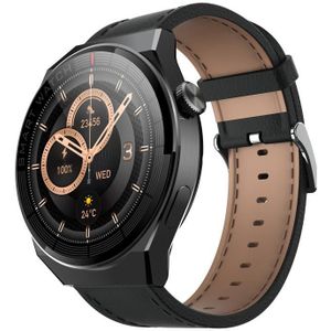 GW69 Plus Smart Watch  ondersteuning voor BT-oproep / hartslag / bloeddruk / bloedzuurstof (zwart + lederen band zwart)