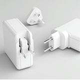 65W USB Ports x 1 + Type-C Port x 2 GaN Portable Mini Fast Charger Travel Charger with UK & US & EU Plug Set (White)
