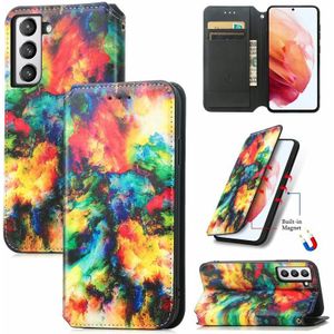Voor Samsung Galaxy S21 Fe Kleurrijke Magnetische Horizontale Flip PU-lederen tas met houder & kaartsleuf & portemonnee (kleurrijke wolk)