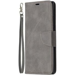 For Samsung Galaxy Note 20 Ultra Retro Lambskin Texture Pure Color Horizontal Flip PU Leather Case  with Holder & Card Slots & Wallet & Lanyard(Grey)