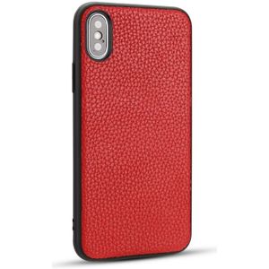 For iPhone X Litchi PU Leather Anti-falling TPU Protective Case(Red)