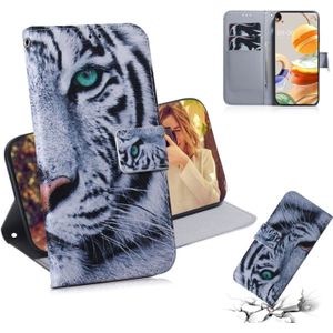 For LG K61 Coloured Drawing Horizontal Flip Leather Case  with Holder & Card Slots & Wallet(Tiger)