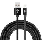 YF-MX04 3m 2.4A MFI Certificated 8 Pin to USB Nylon Weave Style Data Sync Charging Cable For iPhone 11 Pro Max / iPhone 11 Pro / iPhone 11 / iPhone XR / iPhone XS MAX / iPhone X & XS / iPhone 8 & 8 Plus / iPhone 7 & 7 Plus (Black)