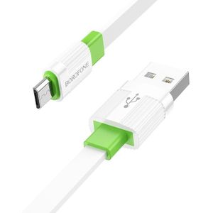 Borofone BX89 USB naar Micro USB Union 2.4A oplaadgegevenskabel  lengte: 1m (wit groen)