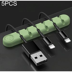5 stks 6 gaten Bear Silicone Desktop Data Kabel Organiseren en Fixing Device (Matcha Green)
